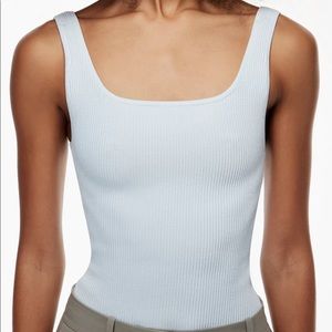 Babaton sculpt knit squareneck tank (blue)
